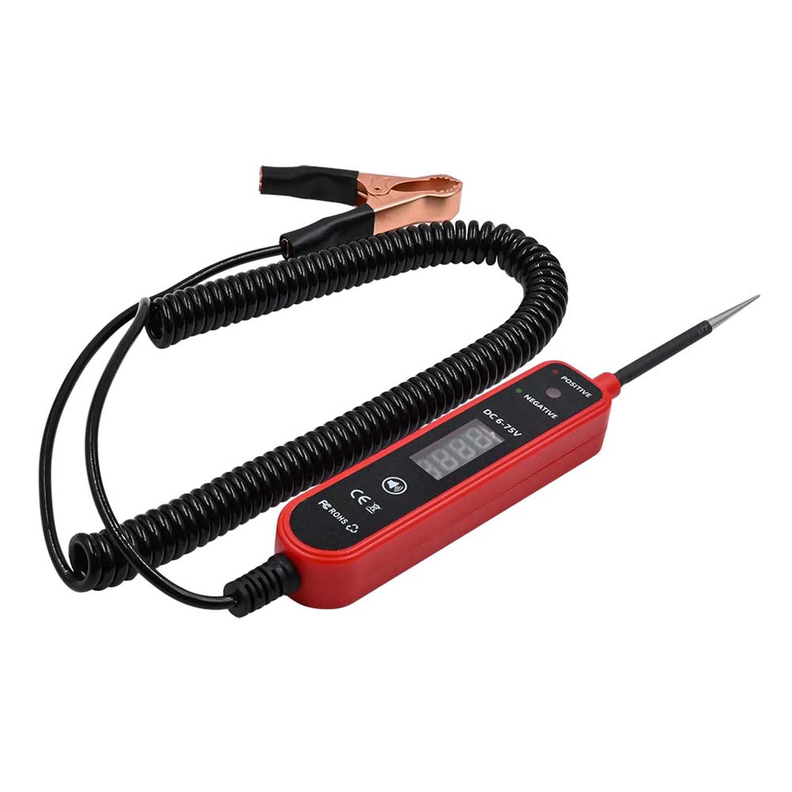 Garsent Kfz -Testlicht mit 6 Bis 75 -V -LED -Digitalspannungsanzeige, Leitertester mit Spannungserkennung, Polarität und Kontinuitätsprüfer, Elektrischer Teststift für Autoprüfer (Rot) von Garsent
