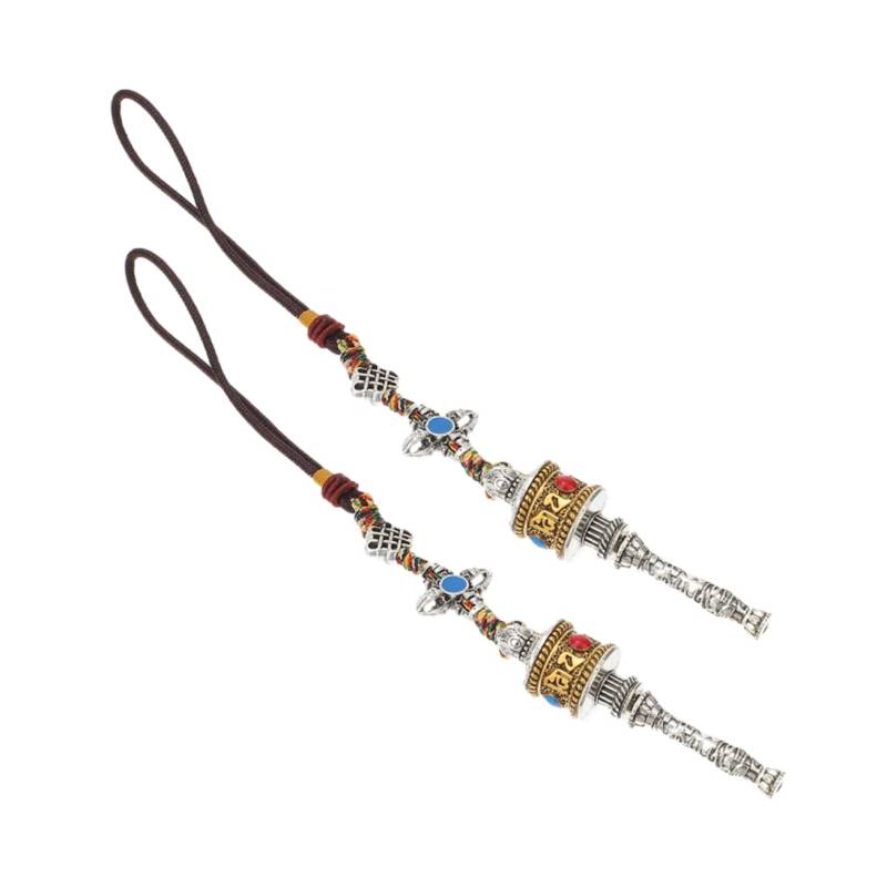Gatuida Spirituelles Gebetsmühlen- -set – 2 Stück Buddhistisches Schlüsselanhänger Auto-ornament Feng Shui von Gatuida
