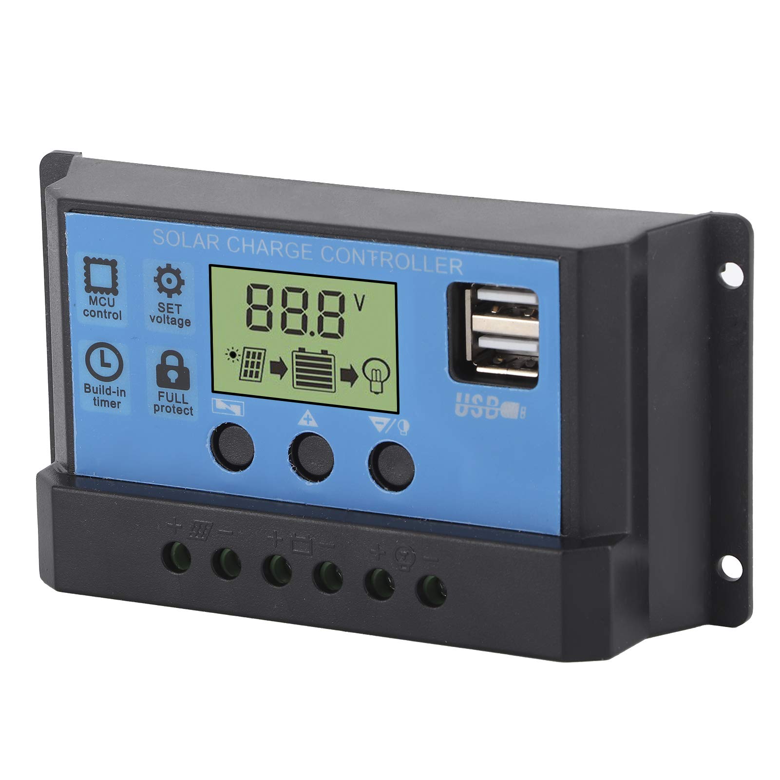 Solarladeregler, Dual USB USB Port 12V/24V PWM Solarladeregler LCD Display Solarpanel Laderegler für Industrieautos zu Hause(B(20A)) von Gatuxe