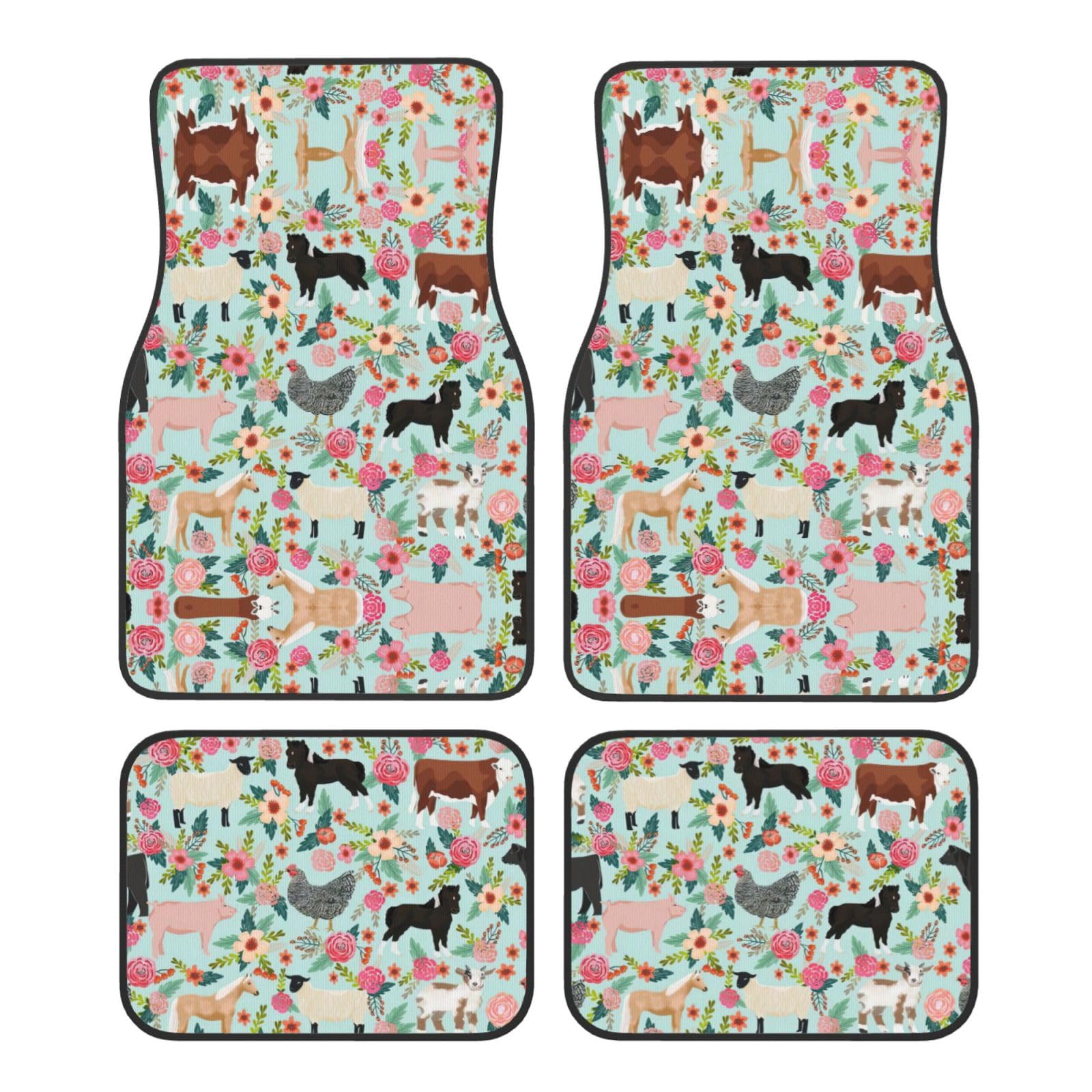 Wasserdichte Fußmatten mit Bauernhoftier-Motiv, komplettes Set, 4 mm dickes Tauchmaterial, hochwertiges Autozubehör, niedlicher Autoteppich Wasserdichte Fußmatten mit Bauernhoftier-Motiv, komplettes Set, 4 mm dickes Tauchmaterial, hochwertiges Autozubehör, niedlicher Autoteppich von GaxfjRu