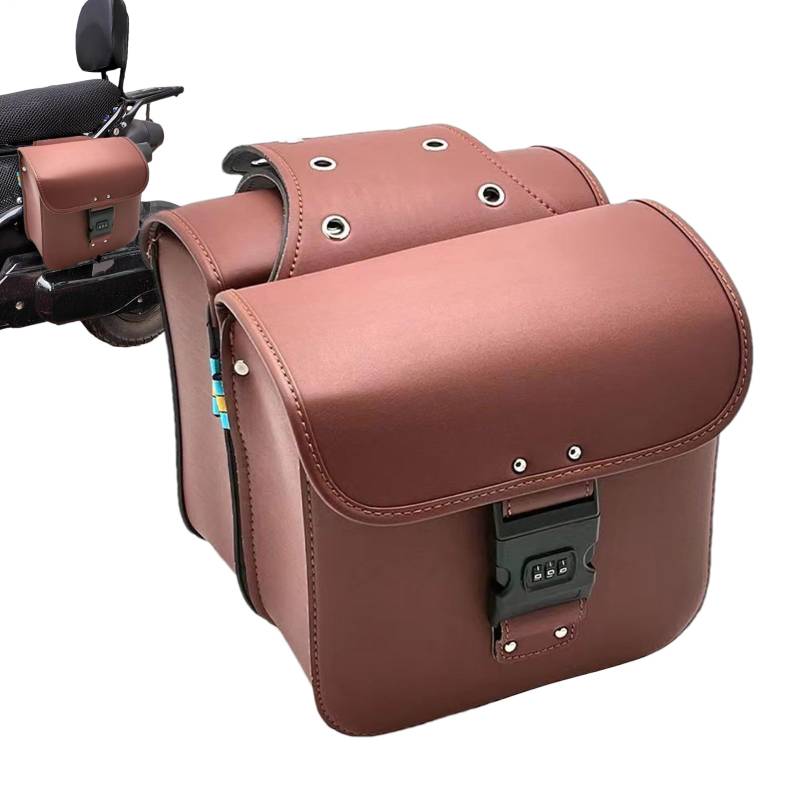 Gazocua Motorrad Überwurf Satteltaschen, Mo-torrad Sattelt-Asche Mit Aufbewahrung, Seitentaschen Mit Schloss, Motorradtasche Aus PU-Leder von Gazocua