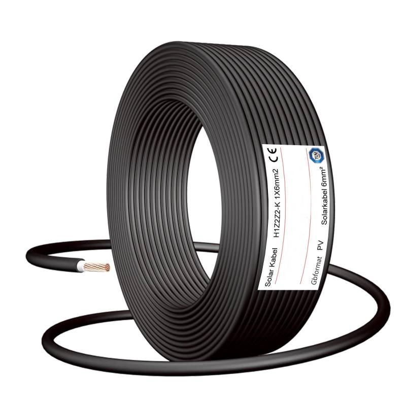 Solar Verlängerungskabel 6 mm2, Solarkabel 6 mm²,Solarstecker Solarkable Verlängerungskabel,pv Kabel 6mm2, für Solarpanel Anschlüsse(Black) (6MM²5M) von Gbformat