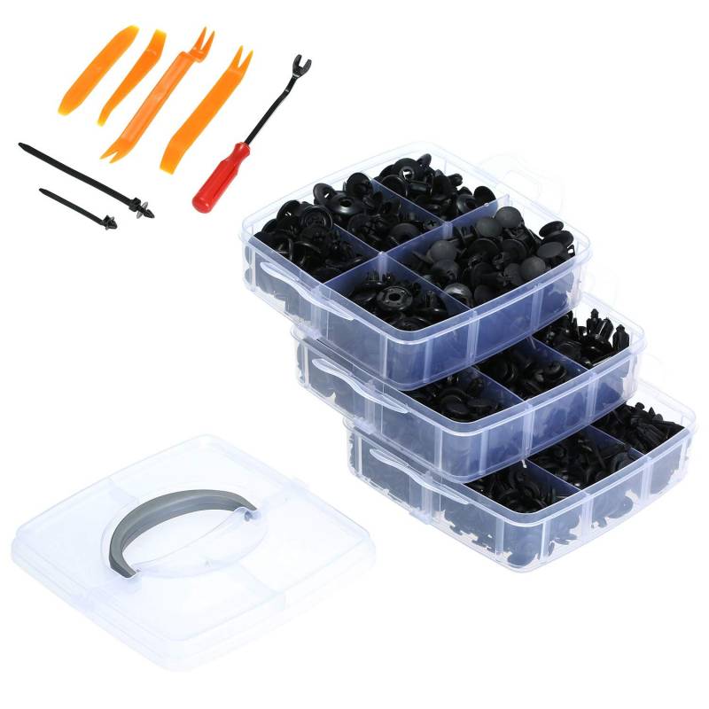 Gbloodst 655 StüCk/Set Auto Halte Klammern Kunststoff Befestigungs Satz Kit KotflüGel Niet Klammern 17 GrößEn Nylon Stoß Stange Auto DrüCken Pin Nieten Kit von Gbloodst