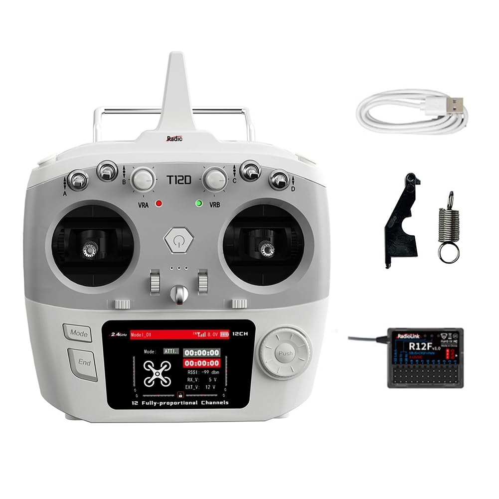 Gbloodst Für RadioLink T12D 12CH RC-Sender + R12F-Empfänger 2,4 GHz Fernbedienung für FPV-Drohne, Flugzeug und Auto. Gbloodst Für RadioLink T12D 12CH RC-Sender + R12F-Empfänger 2,4 GHz Fernbedienung für FPV-Drohne, Flugzeug und Auto. von Gbloodst