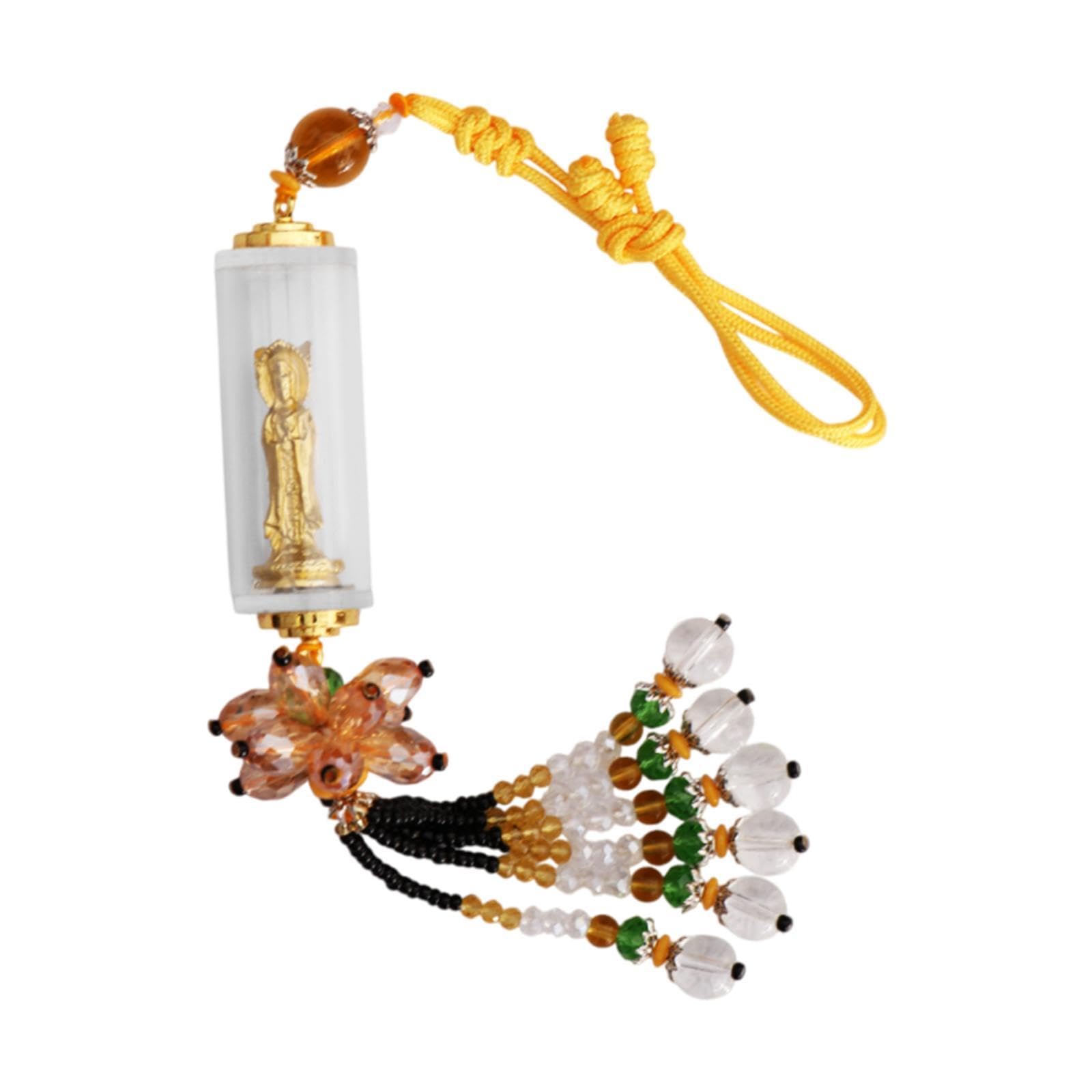 Gcljlmy Auto Rückfahrspiegel Anhänger, Buddha Guanyin Statue Hanging Ornament Skulpture Geschenk Charme Autos für Wohnmobile SUVS -LKWs baumeln (Gelb) von Gcljlmy