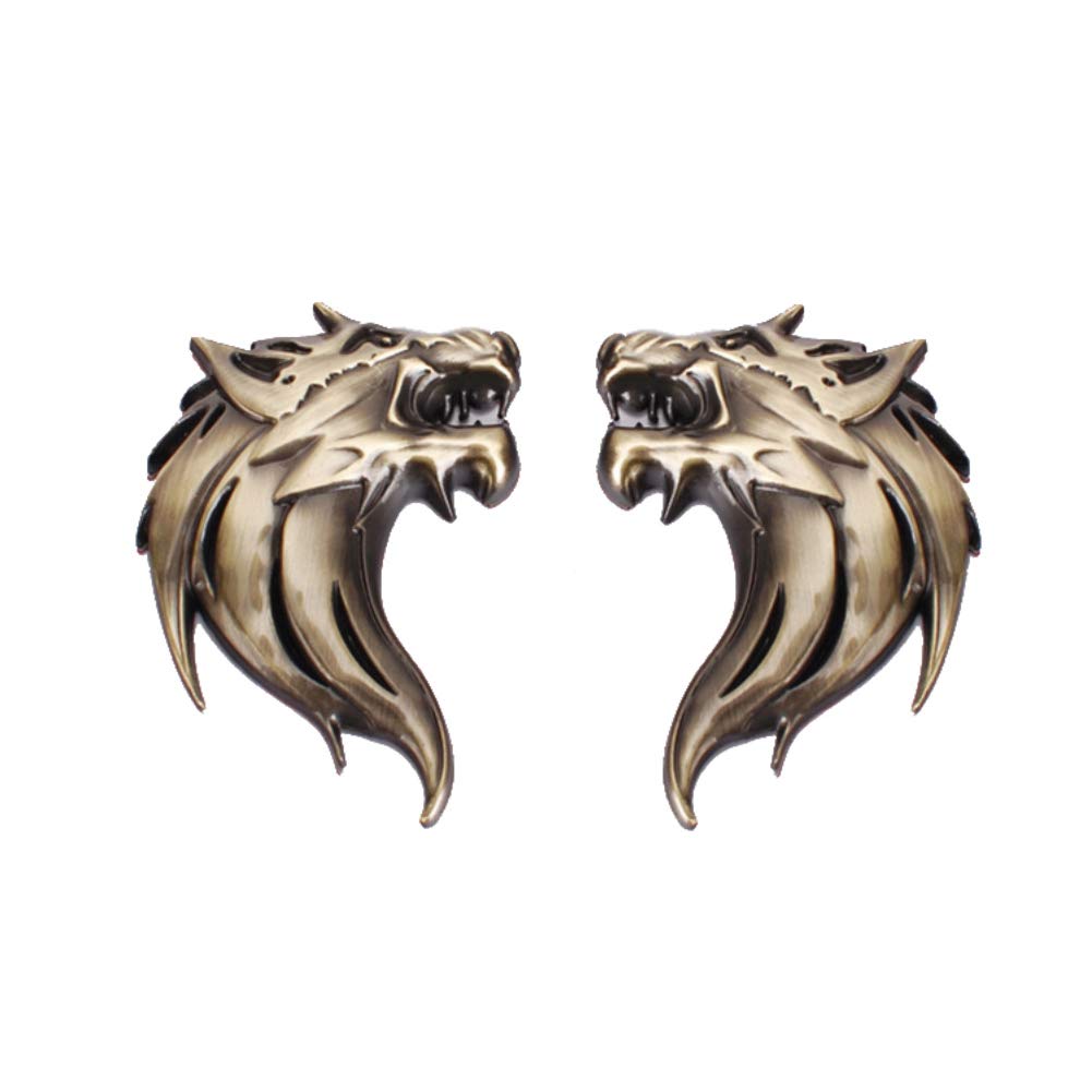 Gcroet 1pair Personifizierte Autoaufkleber Metall Wolf Aufkleber Kreative Wolf-Kopf-Totem-abziehbilder Wolf Emblem-Aufkleber-Auto-Dekoration-Aufkleber Autoteile (Bronze) von Gcroet