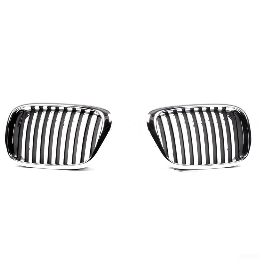 Gdfnmogo Kühlergrill vorne, für E39 525I 528I 530I 540I M5 1997–2003, Chrom, Schwarz, ABS, verbesserter Luftstrom, OEM 51137005837 51137005838 (Paar) von Gdfnmogo