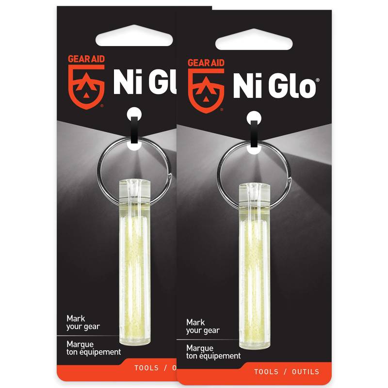 GEAR AID Ni Glo, leuchtender Schlüsselanhänger für Camping, Tauchen und Nachtangeln, transparent, 2 Stück von Gear Aid