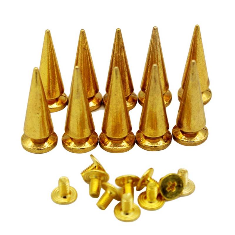 10 Sets 25 mm Kegel Schraubverschluss Metallnieten Taschen Lederwaren Nieten Punkgold von Geardeangloow