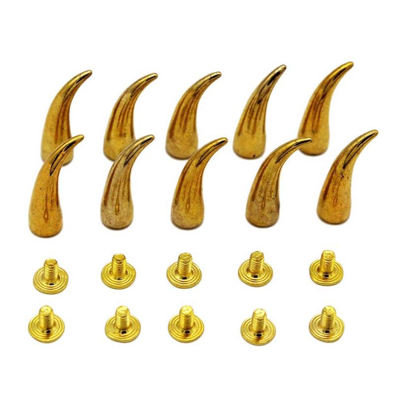 10 Sets gebogene kegelförmige Schraubnieten für DIY Lederhandwerk Punk Gold von Geardeangloow