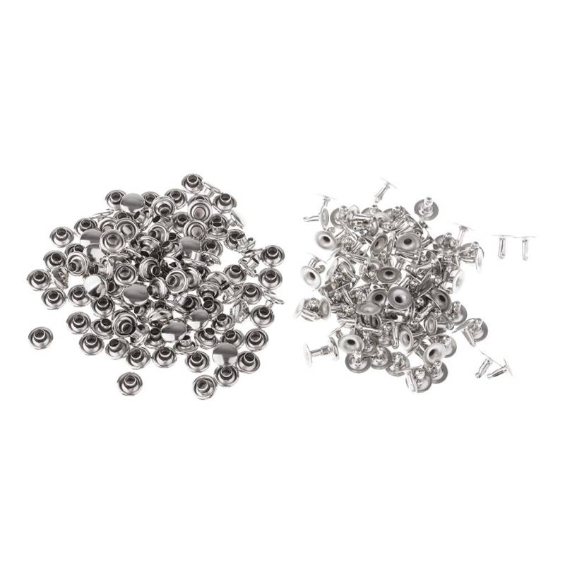 100 Stück Schnellnieten mit einer Kappe, DIY, Lederreparatur, 6 x 5 mm, Silber von Geardeangloow