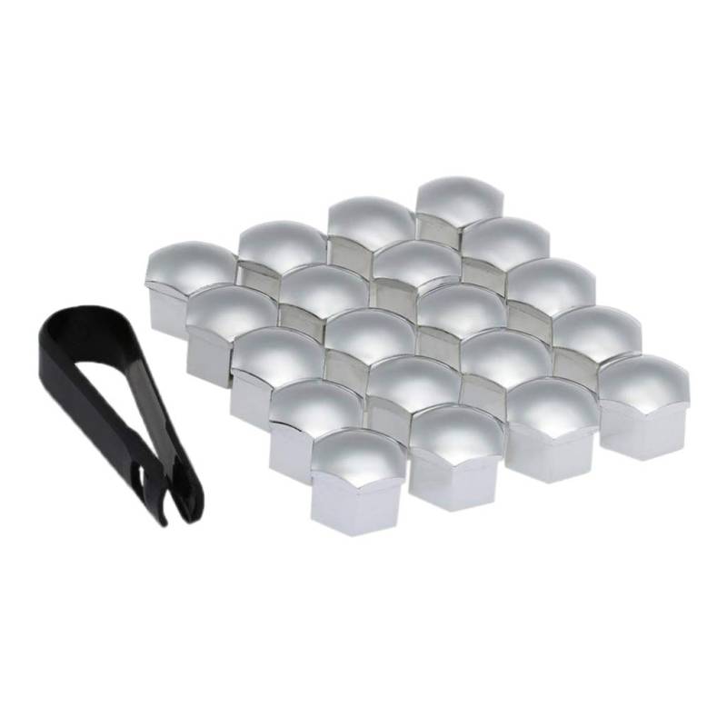 20 Stück Universal 21 mm Radmutterabdeckungen Radmutterkappen Schraubschutz Silber von Geardeangloow