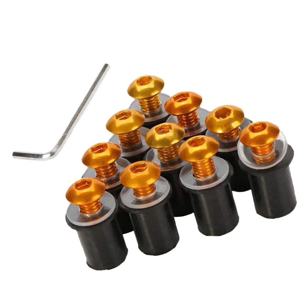 Universal-Schrauben für Windschutzscheibe, M5, 5 mm, goldfarben, 10 Stück Universal-Schrauben für Windschutzscheibe, M5, 5 mm, goldfarben, 10 Stück von Geardeangloow