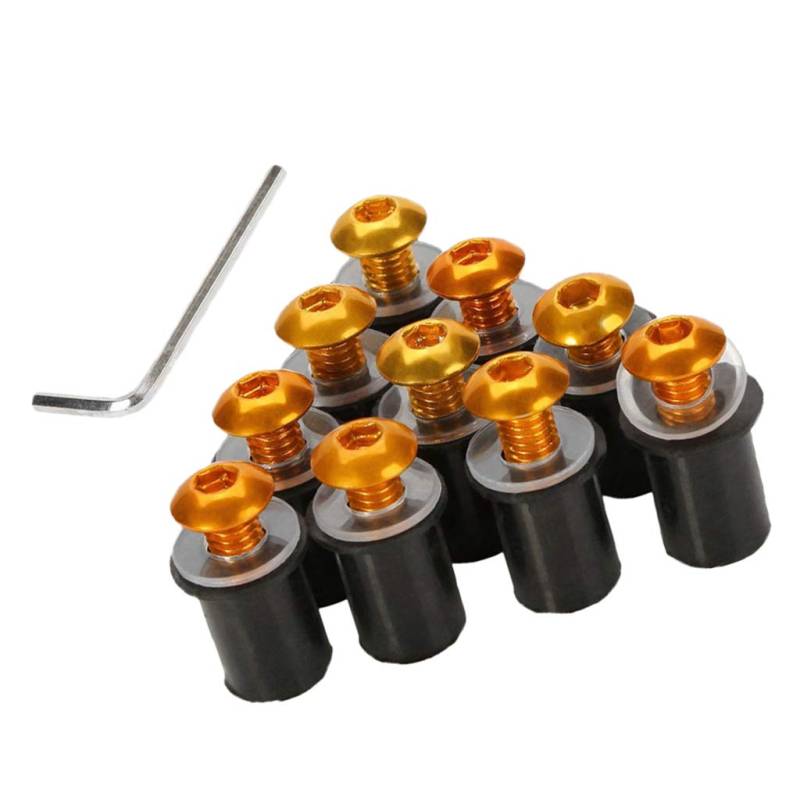 Universal-Schrauben für Windschutzscheibe, M5, 5 mm, goldfarben, 10 Stück von Geardeangloow