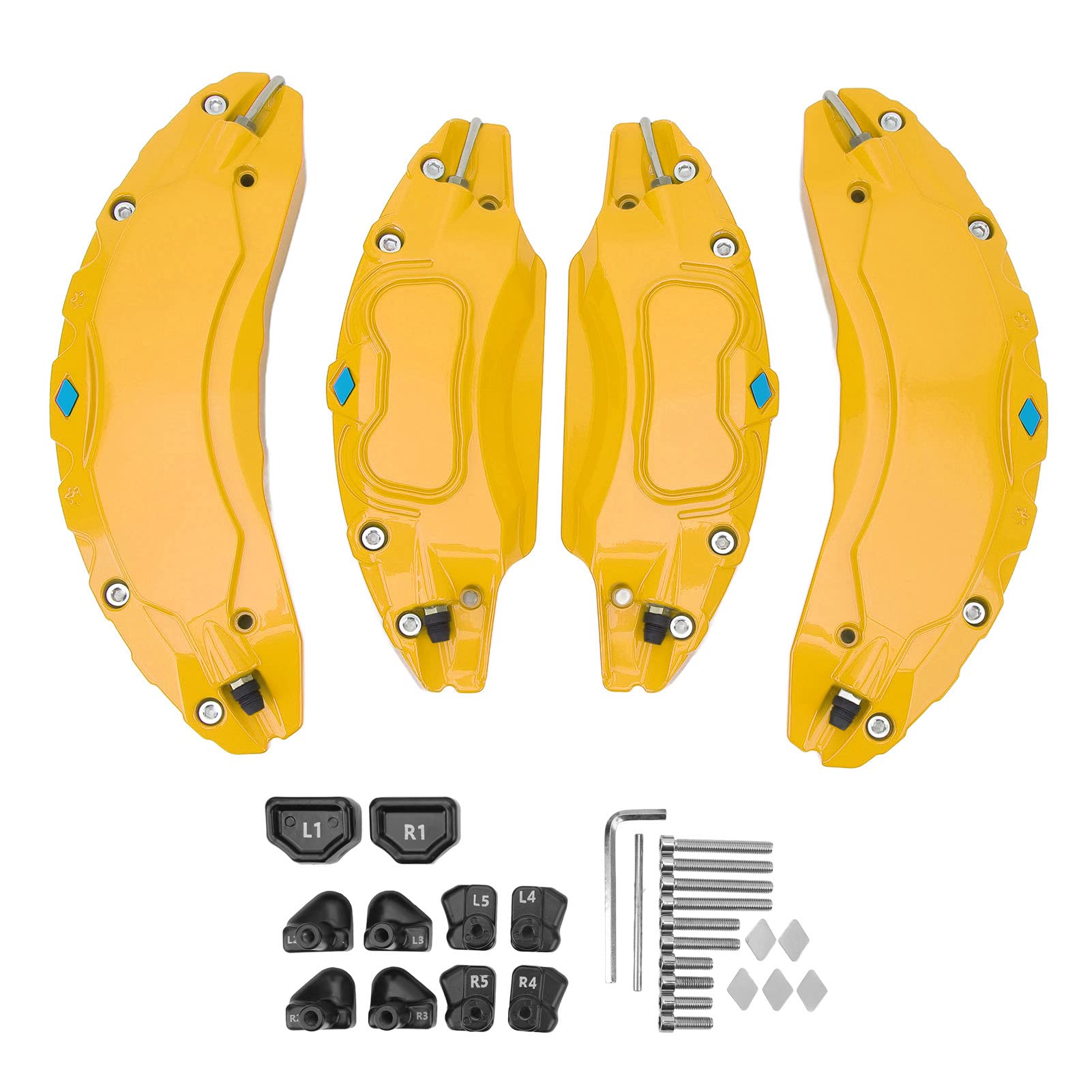 Gearwell Bremsceciper -Abdeckungsset, Aluminium -Legierungs -Scheibenbremsschutz, 4PCS -Bremssattelschutzersatzkompatibel mit Modell 3 18in 19in Hub (Yellow) von Gearwell