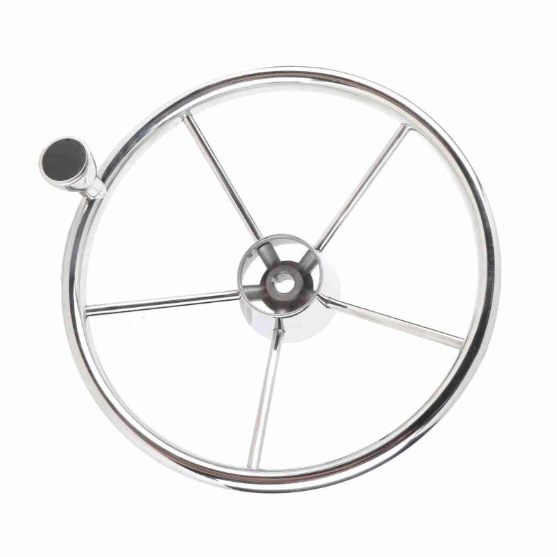 Gearwell-Lenkrad, 13,5 in 5 Speichen Edelstahl-Rad kompatibel mit Marine boot, Universal-Boots lenkrad mit Knauf von Gearwell
