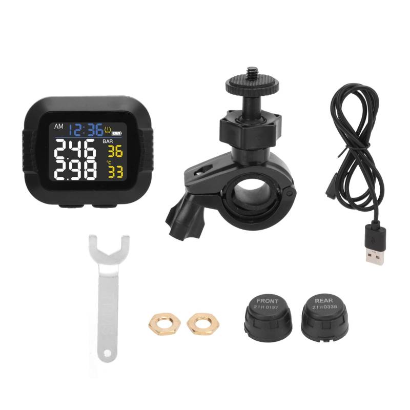 Gearwell Reifendrucküberwachung, kabelloses TPMS-Sensor-Kit, Motorrad-Reifendruckerkennungssystem für Motorräder von Gearwell