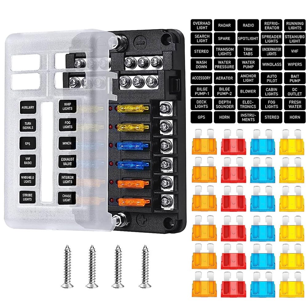 Gebildet Sicherungskasten-Set mit 12 Schaltkreisen und Feuchtigkeitsbeständiger Platte,LED-Warnanzeige für Marine,Auto, Wohnmobil,LKW,DC 12-24V(24 Sicherungen und Aufkleber im Lieferumfang Enthalten) Gebildet Sicherungskasten-Set mit 12 Schaltkreisen und Feuchtigkeitsbeständiger Platte,LED-Warnanzeige für Marine,Auto, Wohnmobil,LKW,DC 12-24V(24 Sicherungen und Aufkleber im Lieferumfang Enthalten) von Gebildet