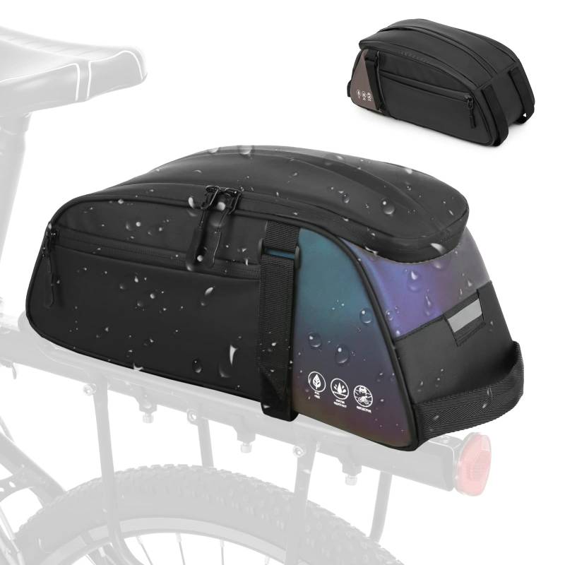 Gecheer Fahrrad Gepäckträgertasche, 8Lwasserdicht und reflektierend, multifunktionale Fahrradtaschen für Gepäckträger, mehrere Fächer, Umhängetasche, Tragetasche für Pendlerreisen im Freien von Gecheer