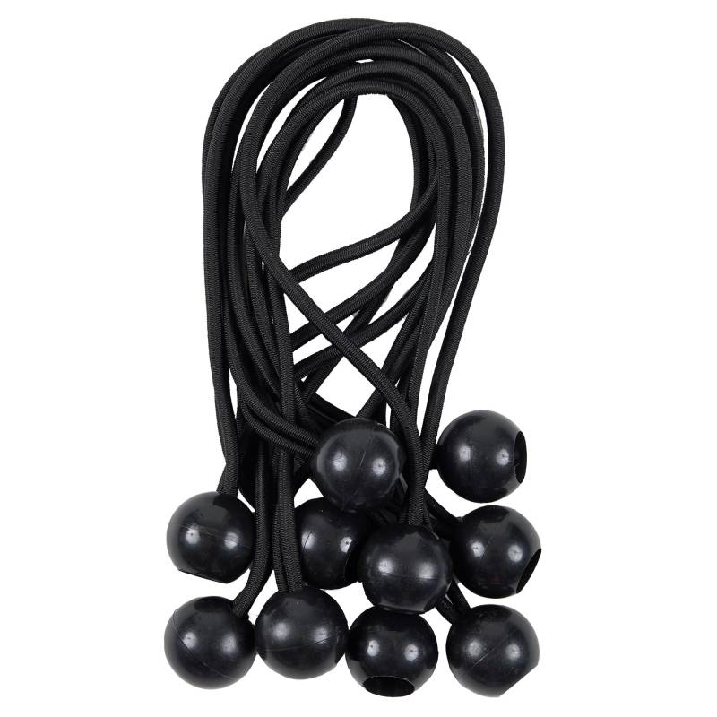 Gecosac Elastisches Spannschloss mit Kugel, 10 Stück, 17 cm – elastisches Sandow für schnelle Befestigung von Plane, Zelt, Banner, Schwarz von Gecosac