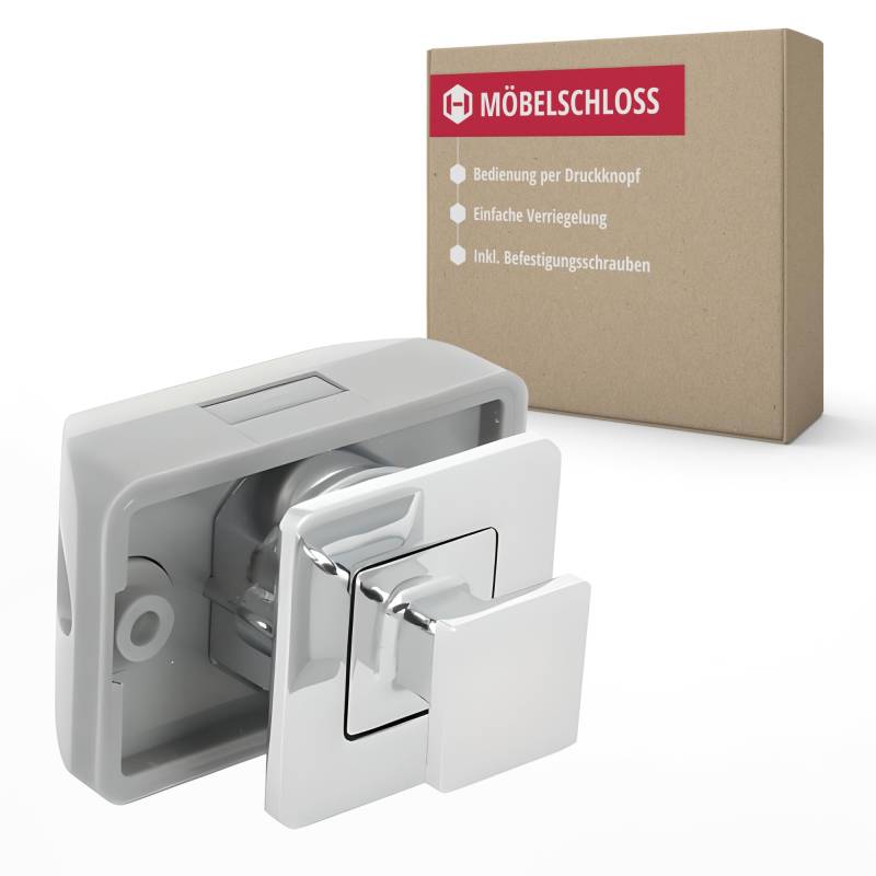 Gedotec Push Lock Schloss Wohnmobil I Camping Schubladen Verschluss wie Pull Lock I Möbelschloss Square Latch I Camper Ausbau Möbel I Druckknopfverriegelung quadratisch Wandstärke 12-16mm von Gedotec