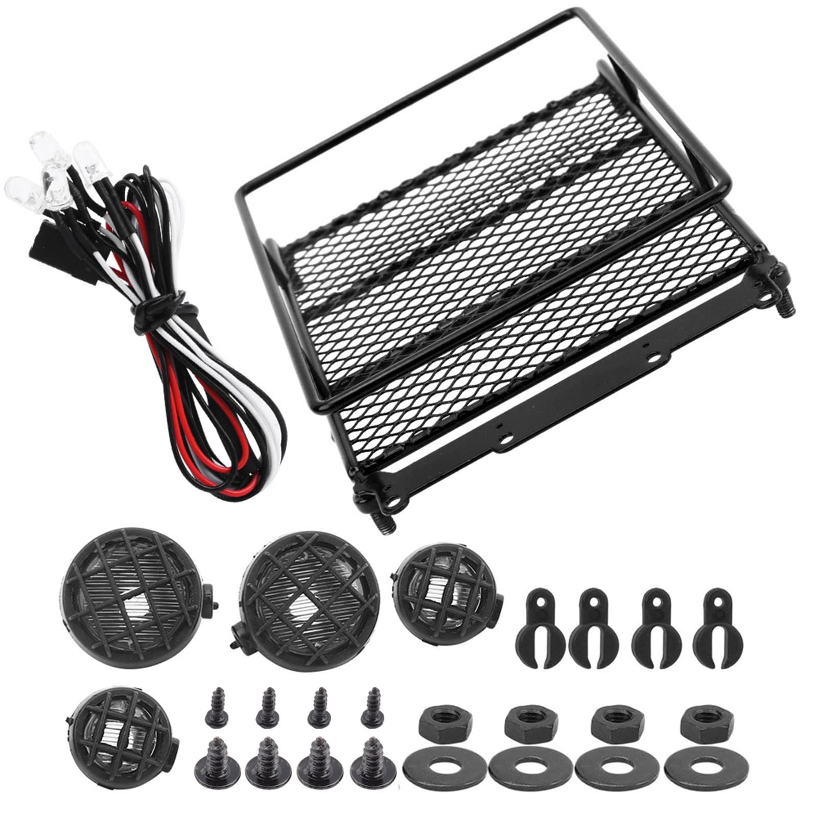 Simulationsgepäck Rack Metallmaterial RC Metalldach Rack RC Dachträger mit LED -Licht (Schwarz) von Gedourain
