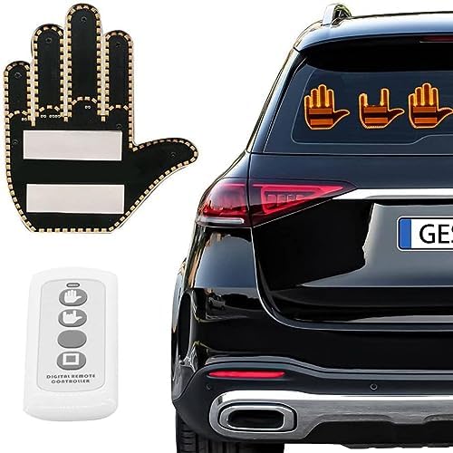 Finger Gesture Light with Remote 2023 New Middle Finger Light LED Car Back Window Sign Hand Funny Car Gadgets & Road Rage Signs Decor for Men Women von Gehanico