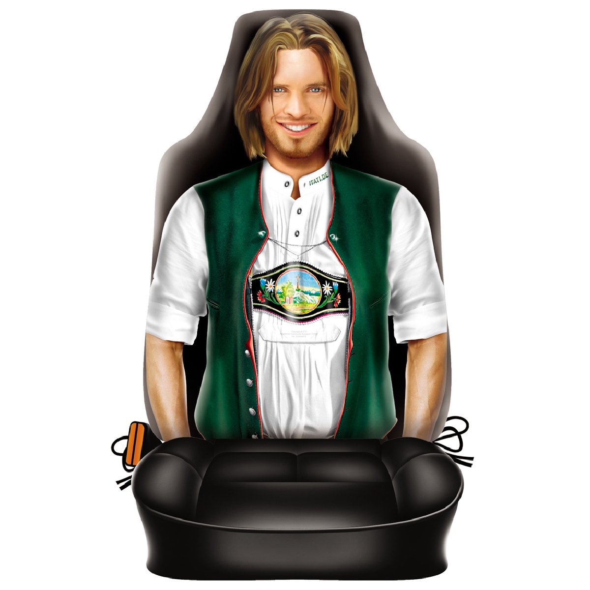 Geile-Fun-T-Shirts Autositzbezug Mann in Tracht Beifahrer Schonbezug Auto Sitzbezug geil Bedruckt und für Seitenairbag geeignet von Geile-Fun-T-Shirts