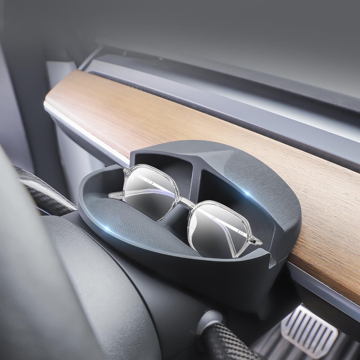 Gelivable Lenkrad Aufbewahrungsbox für Tesla Model 3 Model Y Sonnenbrillenhalter Handyhalter Organizer Silikon Lenkrad Brillenetui Innenraum Zubehör von Gelivable