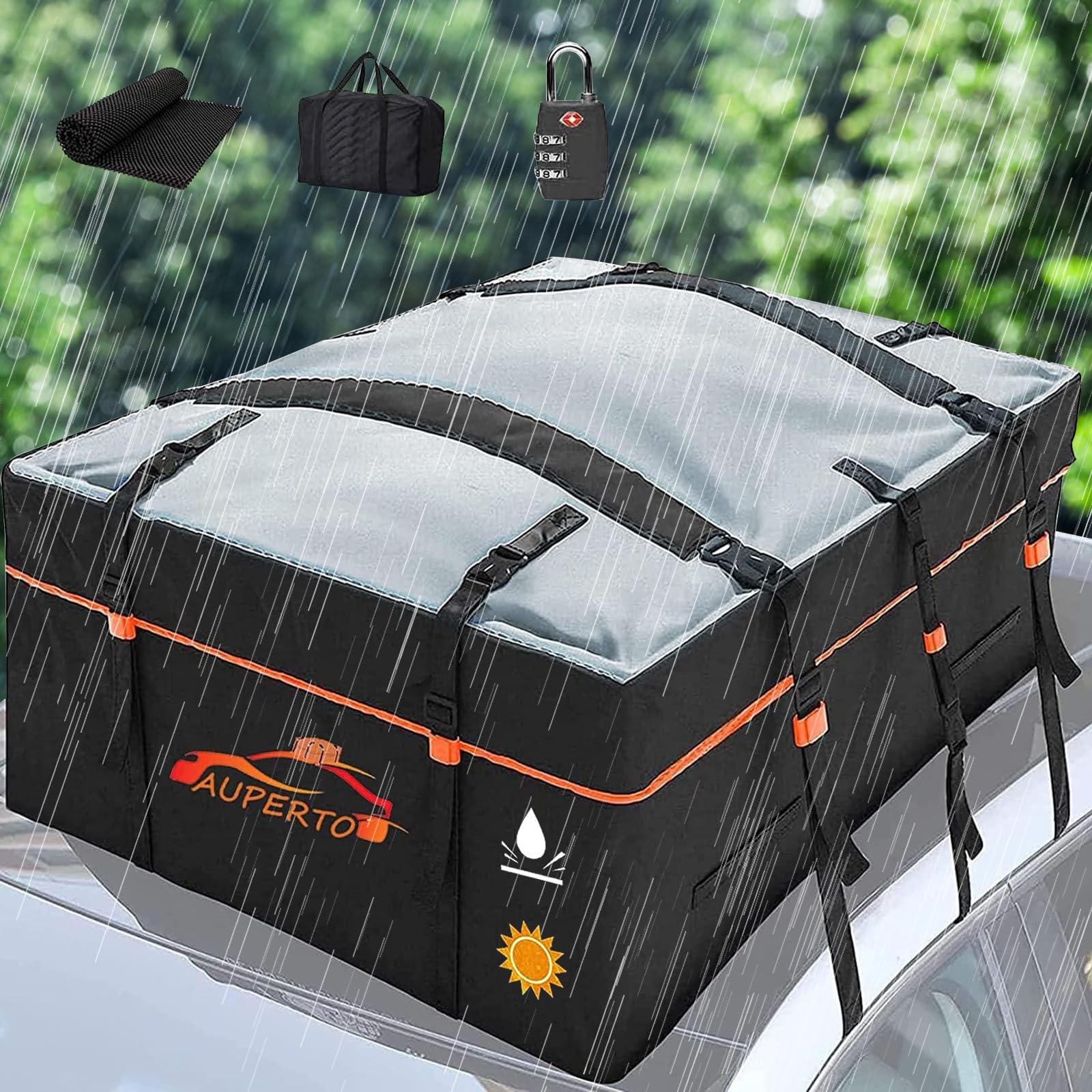 538L Dachbox, Auto Dachtasche Dachkoffer, 600D wasserdichte Dachgepäckträger Gepäckbox für Alle Fahrzeuge, Autos, Vans, SUVs mit/ohne Schienen, Reisen und Gepäcktransport von GelldG