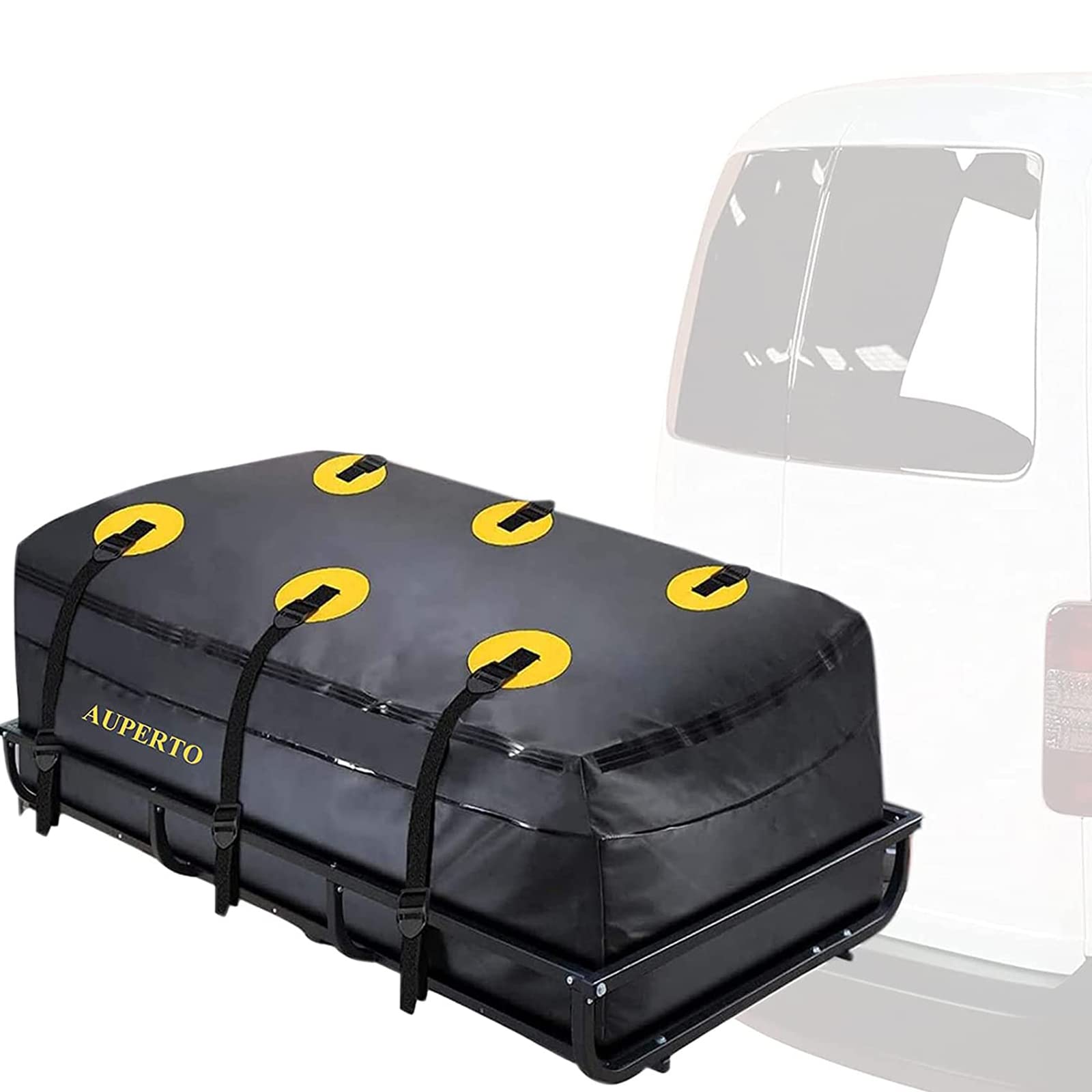 Dachbox, 580L Faltbare Auto Heckbox Gepäckbox, Wasserdicht Dachtasche Dachgepäckträger Gepäckbox Aufbewahrungsbox für Gepäcktransport, Autos, Vans, SUVs (152x61x61CM, Schwarz ) von GelldG
