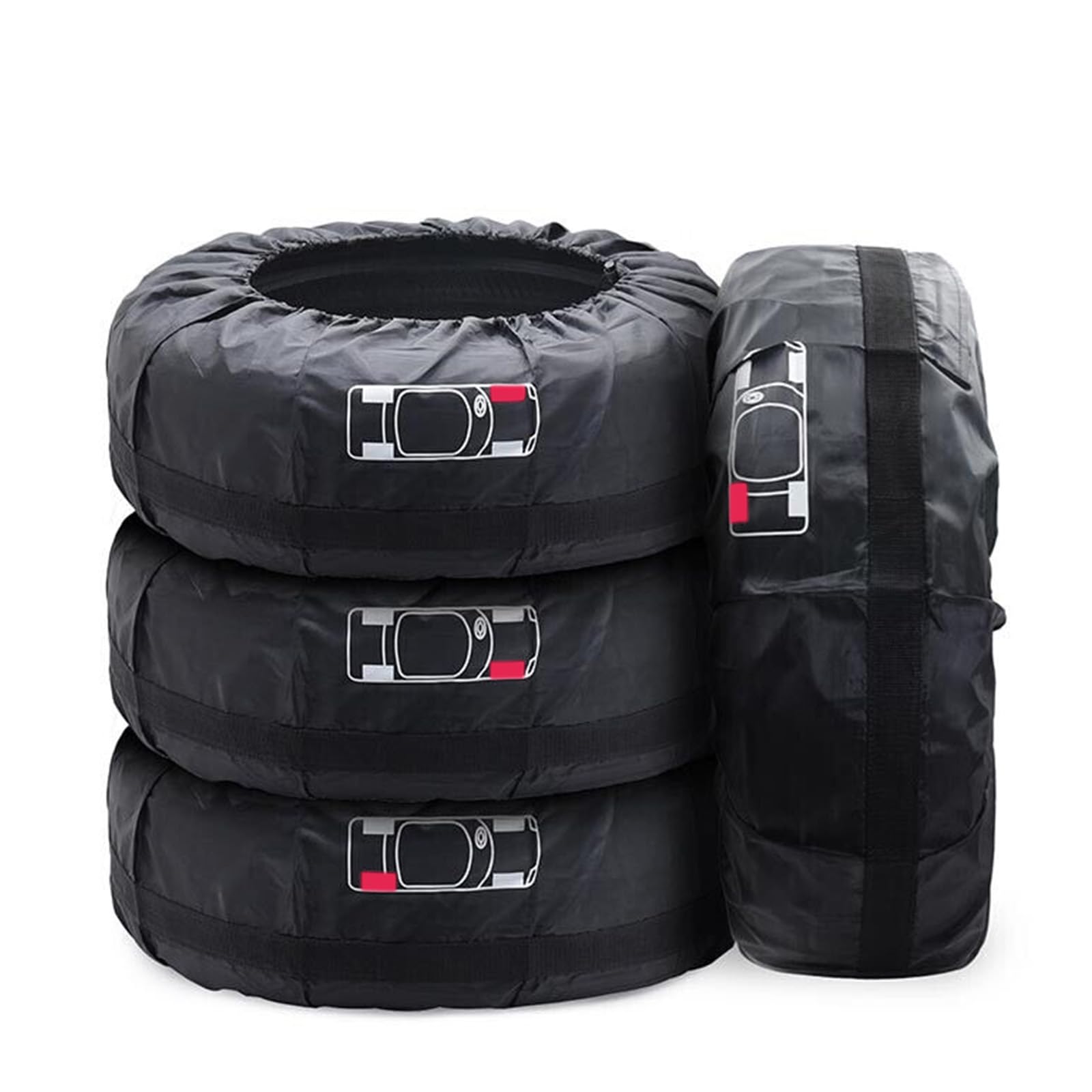 Geloo Tyre Bag Set 16-20 Inch 4 Piece Waterproof Staubdicht Car Tyre Protection Cover Clean Transport and Storage (Durchmesser 80 cm), Schwarz L von Geloo