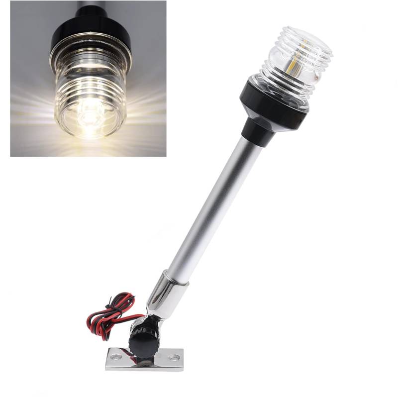 Geloo LED Navigationsleuchte Boot Anhänger Yacht Rund 360° Wasserdicht 12V (12") (30CM/12 180° verstellbare Basis) von Geloo
