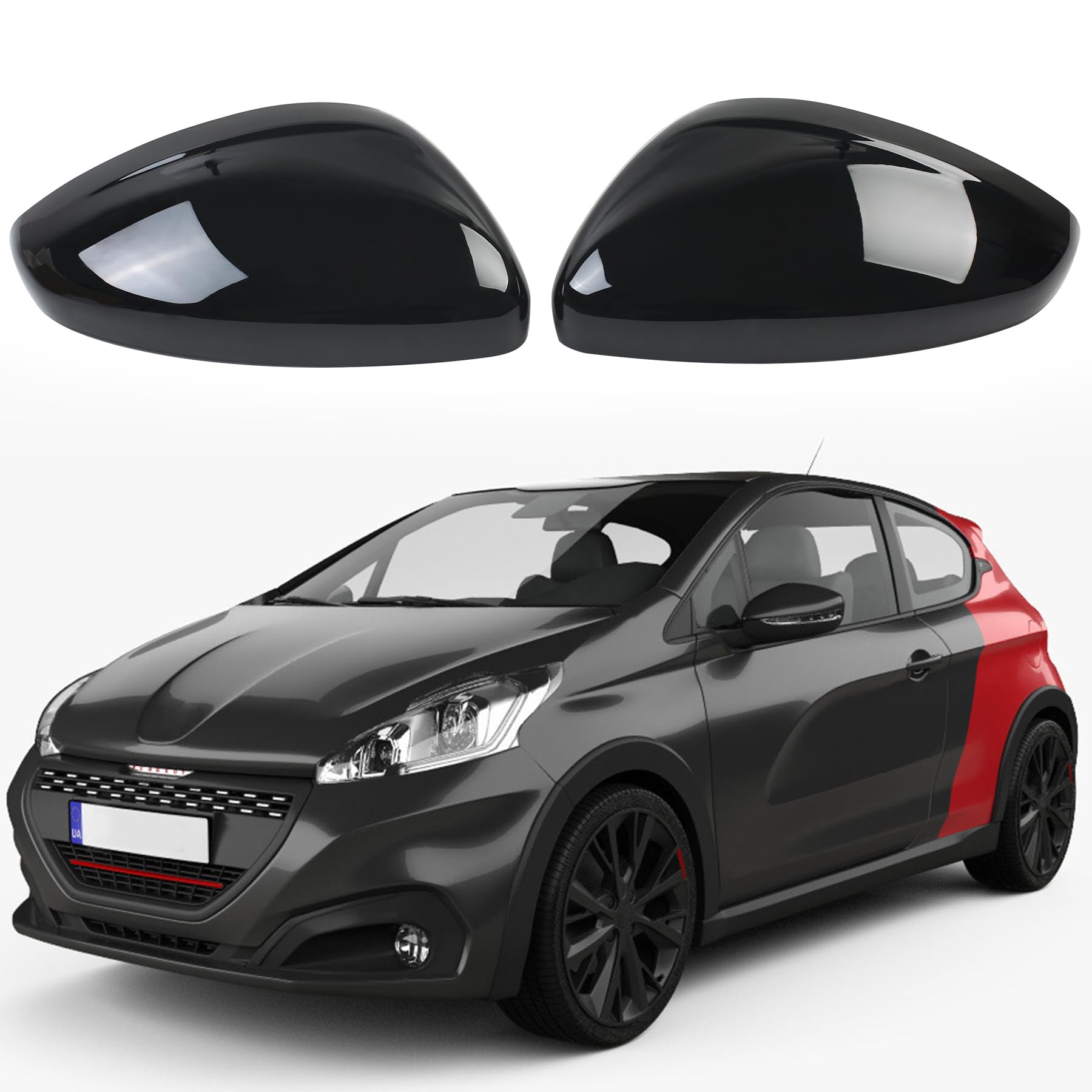 Gemsaya Auto Außenspiegel Abdeckungen Kappe, 1 Paar Glänzend Schwarz Auto Spiegelkappen Passend für Peugeot 208 2012-2019, Links Rechts Rückspiegelkappen, ABS Auto Tür Außenspiegelkappe Gemsaya Auto Außenspiegel Abdeckungen Kappe, 1 Paar Glänzend Schwarz Auto Spiegelkappen Passend für Peugeot 208 2012-2019, Links Rechts Rückspiegelkappen, ABS Auto Tür Außenspiegelkappe von Gemsaya