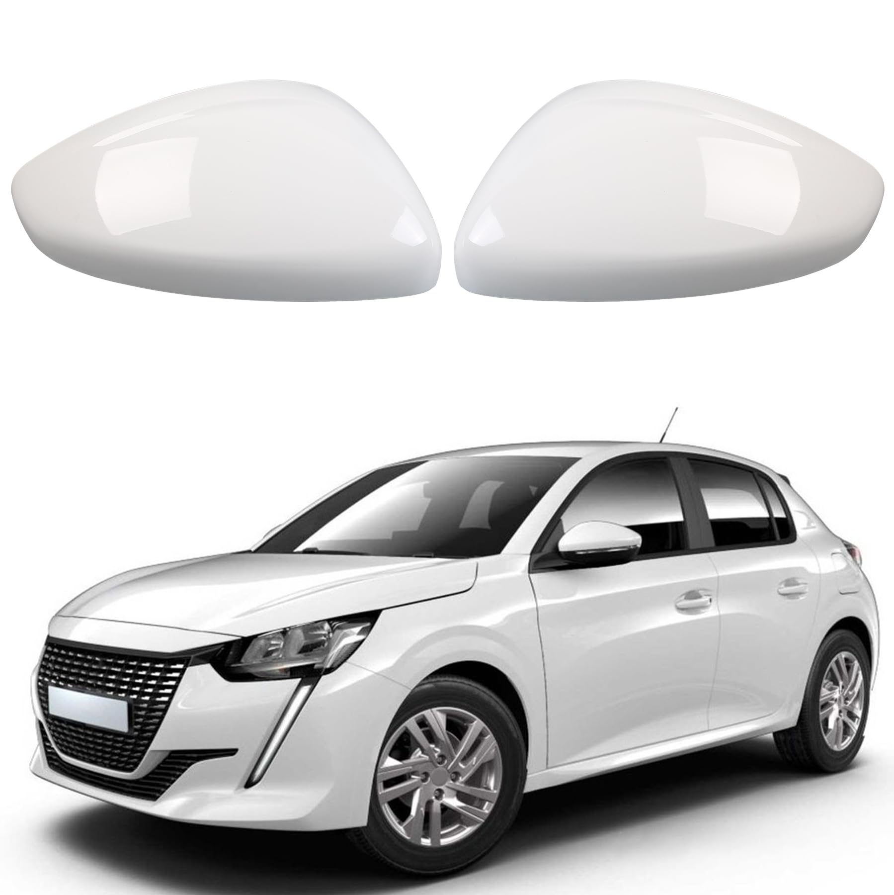 Gemsaya Auto Außenspiegel Abdeckungen Kappe, 1 Paar Glänzend Weiß Auto Spiegelkappen Passend für Peugeot 208 2012-2019, Links Rechts Rückspiegelkappen, ABS Auto Tür Außenspiegelkappe Gemsaya Auto Außenspiegel Abdeckungen Kappe, 1 Paar Glänzend Weiß Auto Spiegelkappen Passend für Peugeot 208 2012-2019, Links Rechts Rückspiegelkappen, ABS Auto Tür Außenspiegelkappe von Gemsaya
