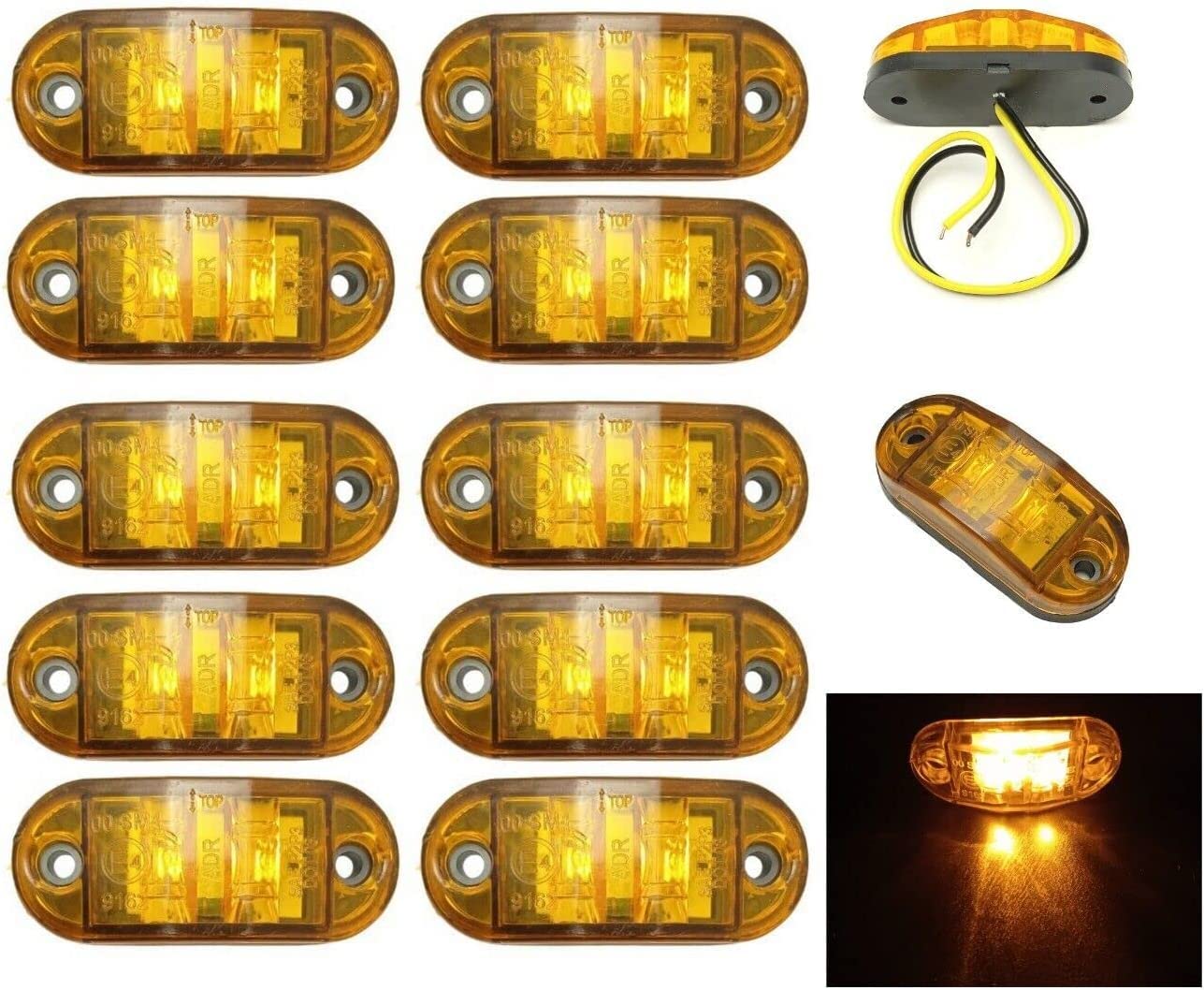 10 x LED Begrenzungsleuchten 24volt Positionsleuchten Anhänger LKW PKW Orange Gelb E4 von Generic