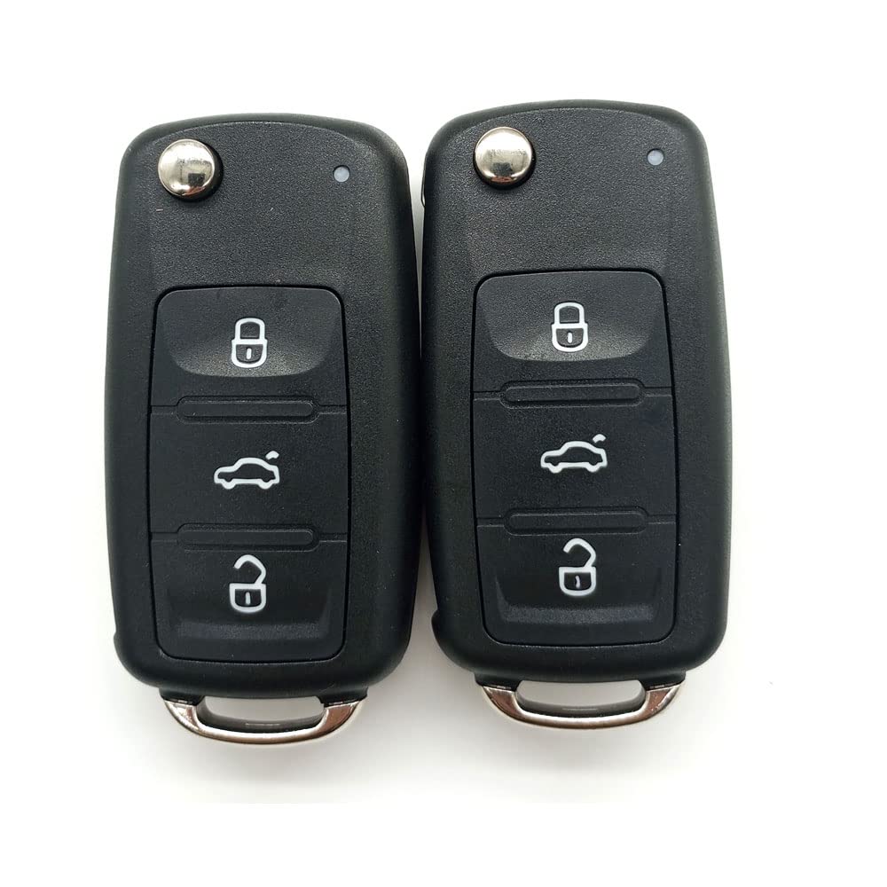 2 Sätze 3 Tasten Ersatz Klappschlüssel Fernbedienung Gehäuse Schlüssel für VW Skoda Tiguan Sagitar Golf Lavida Bora Passat von Generic