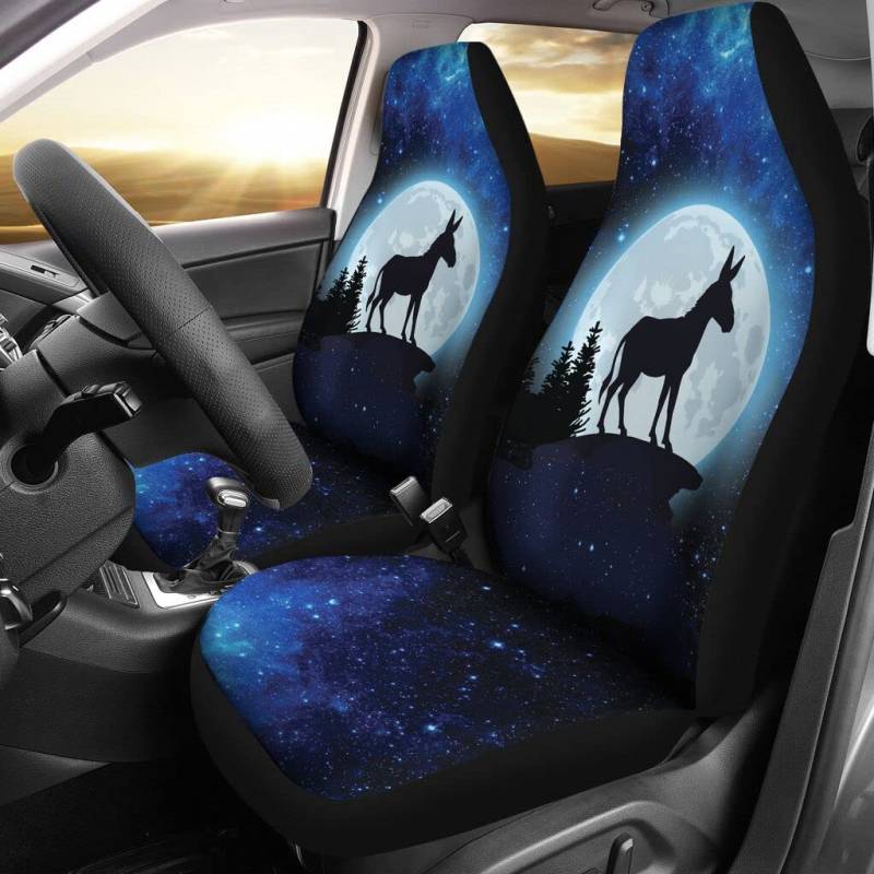 2 Stück Sitzschoner Für Autositze Waschbar Sitzbezüge Dehnbar Autositzbezüge Universal Für Limousine LKW Lieferwagen Esel Unter Dem Mond, Esel Für Eselbesitzer, Bauern, Geschenke Für Eselliebhaber von Generic