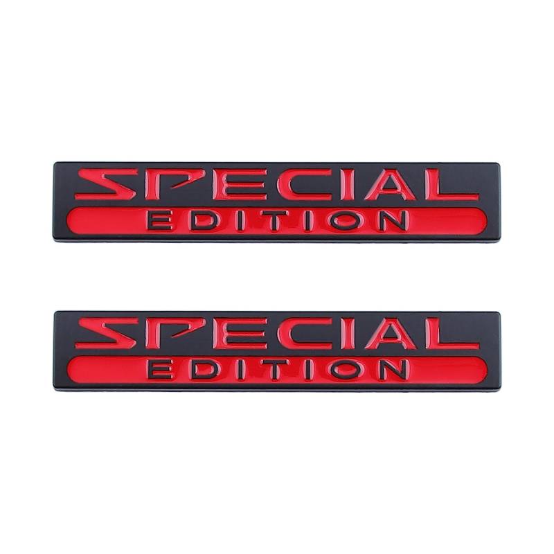 2 Stück Special Edition Emblem passend für Auto Kofferraum Auto Aufkleber Seite Aufkleber (schwarz rot) von Generic