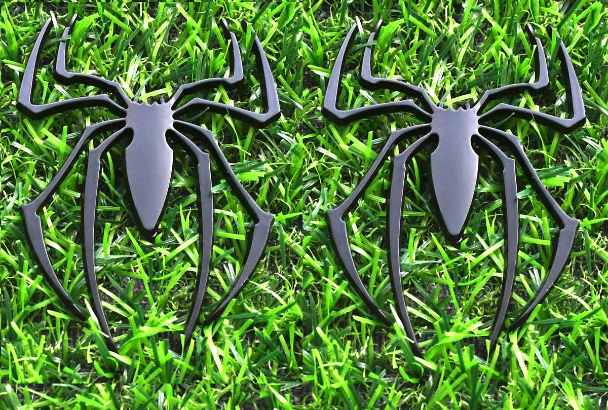 2 Stück Spinnen-Embleme, 3D-Logo, Metall-Spinnen-Aufkleber, kompatibel mit Can Am Spyder, Universal-Fahrzeug, LKW, Motorrad, Wohnmobil, Roller, SUV, Tür, Fenster (mattschwarz) von Generic