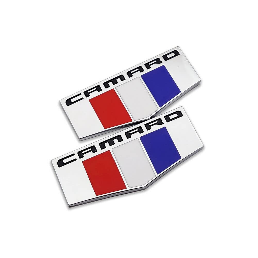 2 x Camaro M Embleme 3D Metall Abzeichen vorne rechts links Kotflügel Ersatz für Camaro Ss RS Zl1 (Chrom Schwarz) von Generic