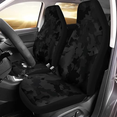 2Er Set Schonbezüge Autositz, Schwarz-Grauer Camouflage-Druck Auto Sitzbezüge Wasserfester Bezug des Vordersitzes Universal Schonbezug von Generic