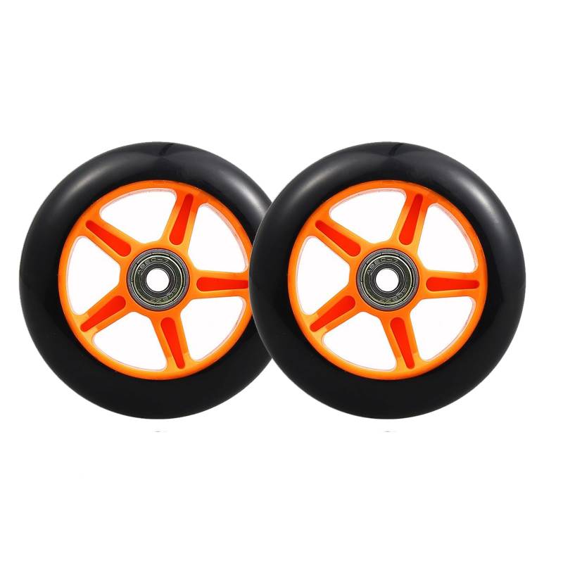 2er Pack 100 mm Scooter Räder als Ersatz mit vorinstallierten ABEC 9 Lagern aus PU+Aluminiumlegierung geeignet für verschiedene Scooter von Generic