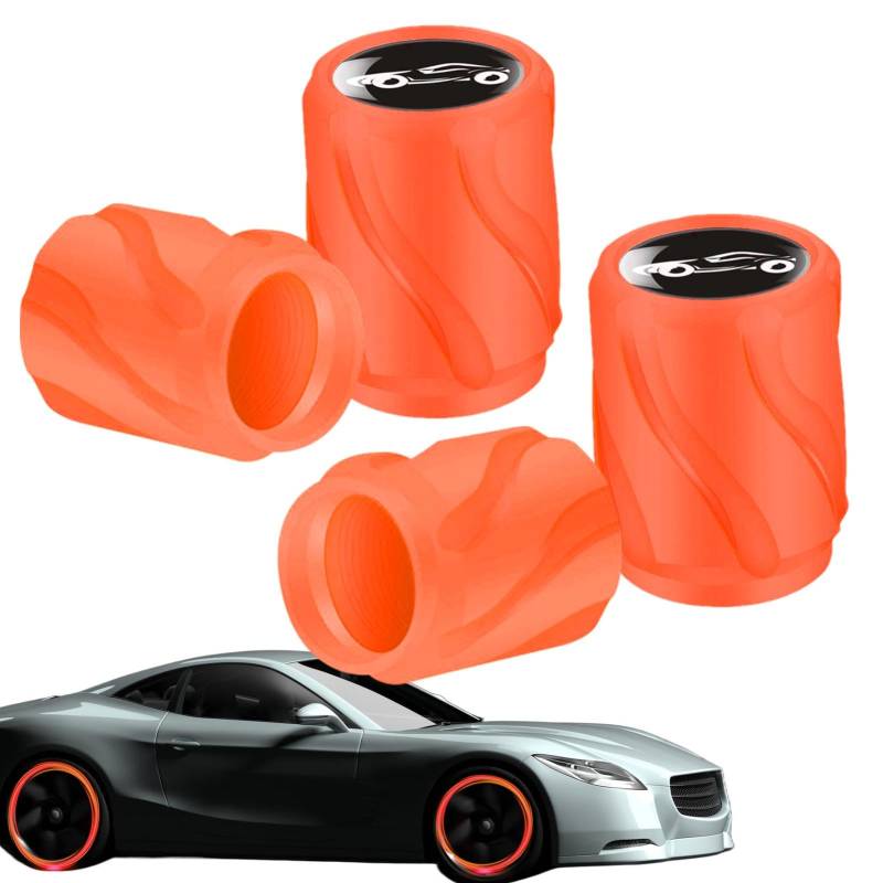 4 Auto-Reifenventilkappen – fluoreszierende Autoreifenventilkappen, Reifenventilkappe, leuchtet im Dunkeln, Reifenkappen für Auto, LKW, SUV, Dekoration, (Orange, Gelb, Grün) von Generic