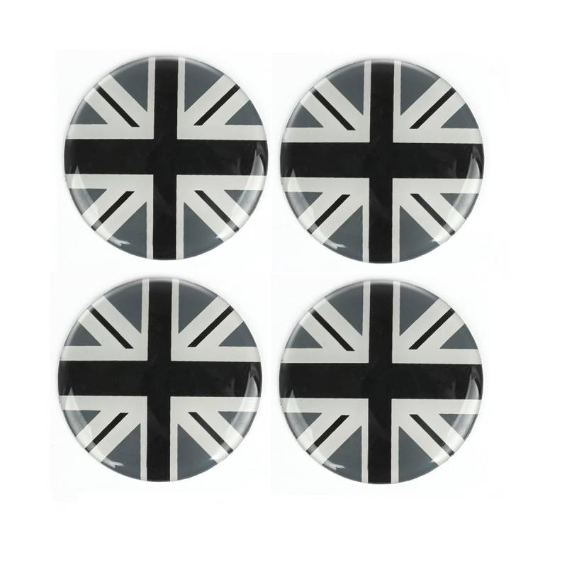 4 Stück 52 mm Union Jack UK Flagge Stil Rad Mitte Nabendeckel Abdeckungen Kariertes Emblem Abzeichen Aufkleber kompatibel mit Mini Cooper JCW One PJ07 (Grauer Wagenheber, Epoxid-Aufkleber-Stil) von Generic