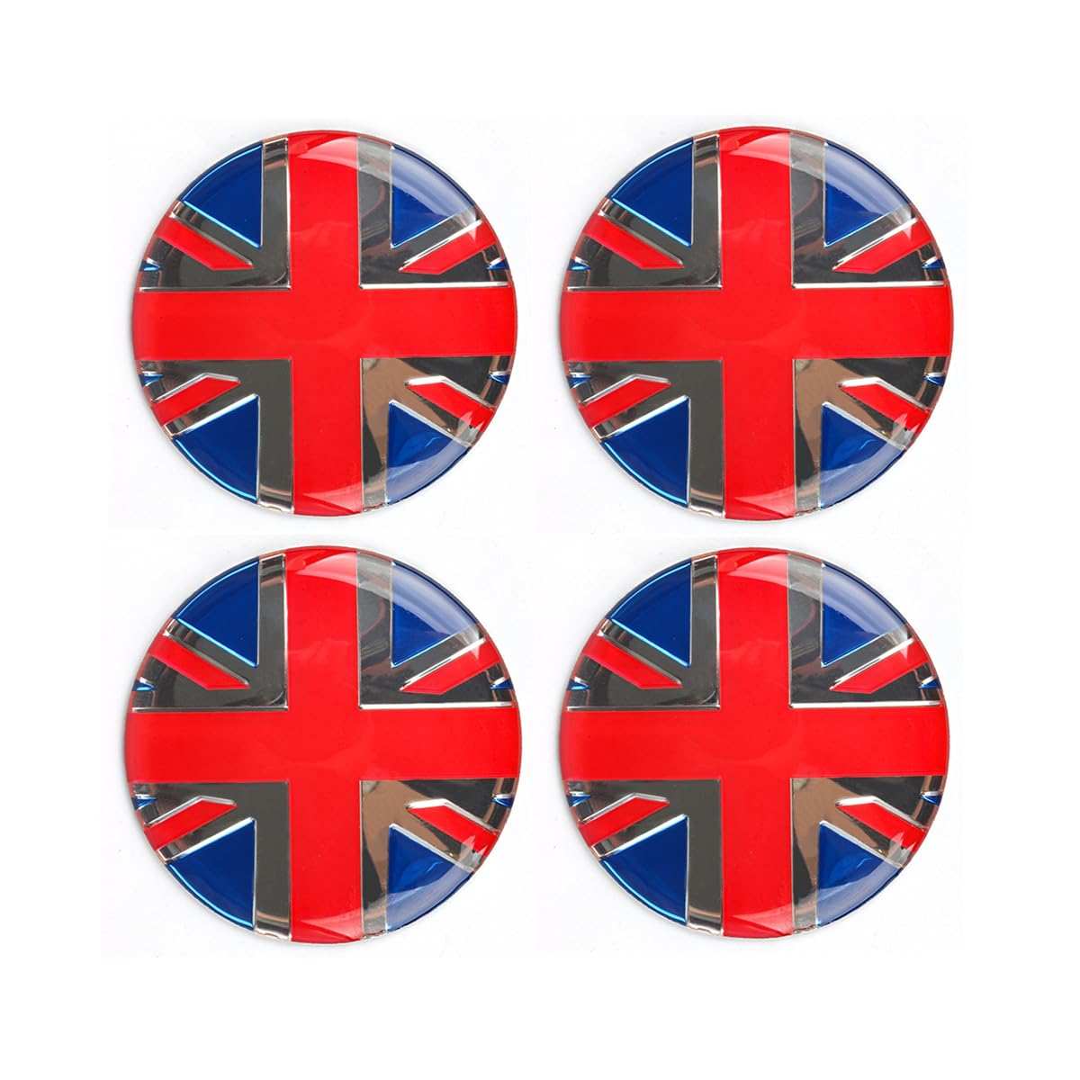 Generic 4 Stück 52 mm Union Jack UK Flagge Stil Rad Mitte Nabendeckel Abdeckungen Kariertes Emblem Abzeichen Aufkleber kompatibel mit Mini Cooper JCW One PJ07 (UK Union Jack, Epoxy Aufkleber-Stil) von Generic