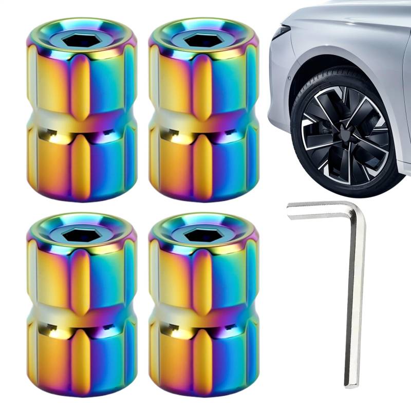 4 Stücke Auto Reifendiebstahl Anti-Diebstahl-Ventilkappe Luftlecks Vorbeugung Motorrad Decorative Ventil Ventil Ventilkappe, Multifunktional von Generic