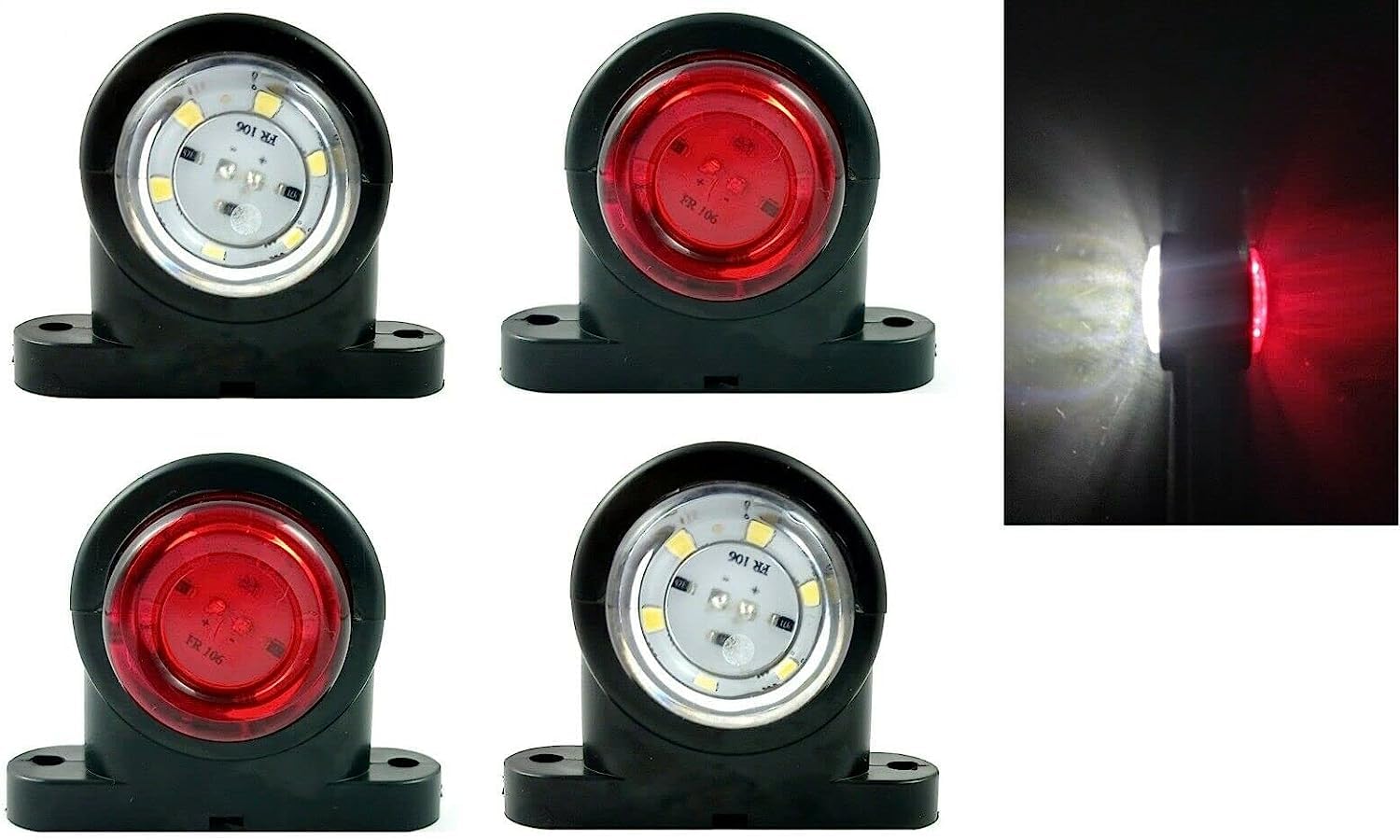 Generic x LED-Markierungsleuchten, 12 V, 24 V, Positionsleuchten, Anhänger, LKW, Auto, Wohnwagen, Wohnmobil, Weiß, Rot von Generic