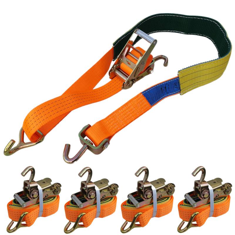 4X Profi 50mm / 3 Meter Spanngurt für Auto Transport mit Grippschlauch Zurrgurt Autotransport PKW Anhänger Radsicherung Reifengurt Schlauch Autotransporter von Generic
