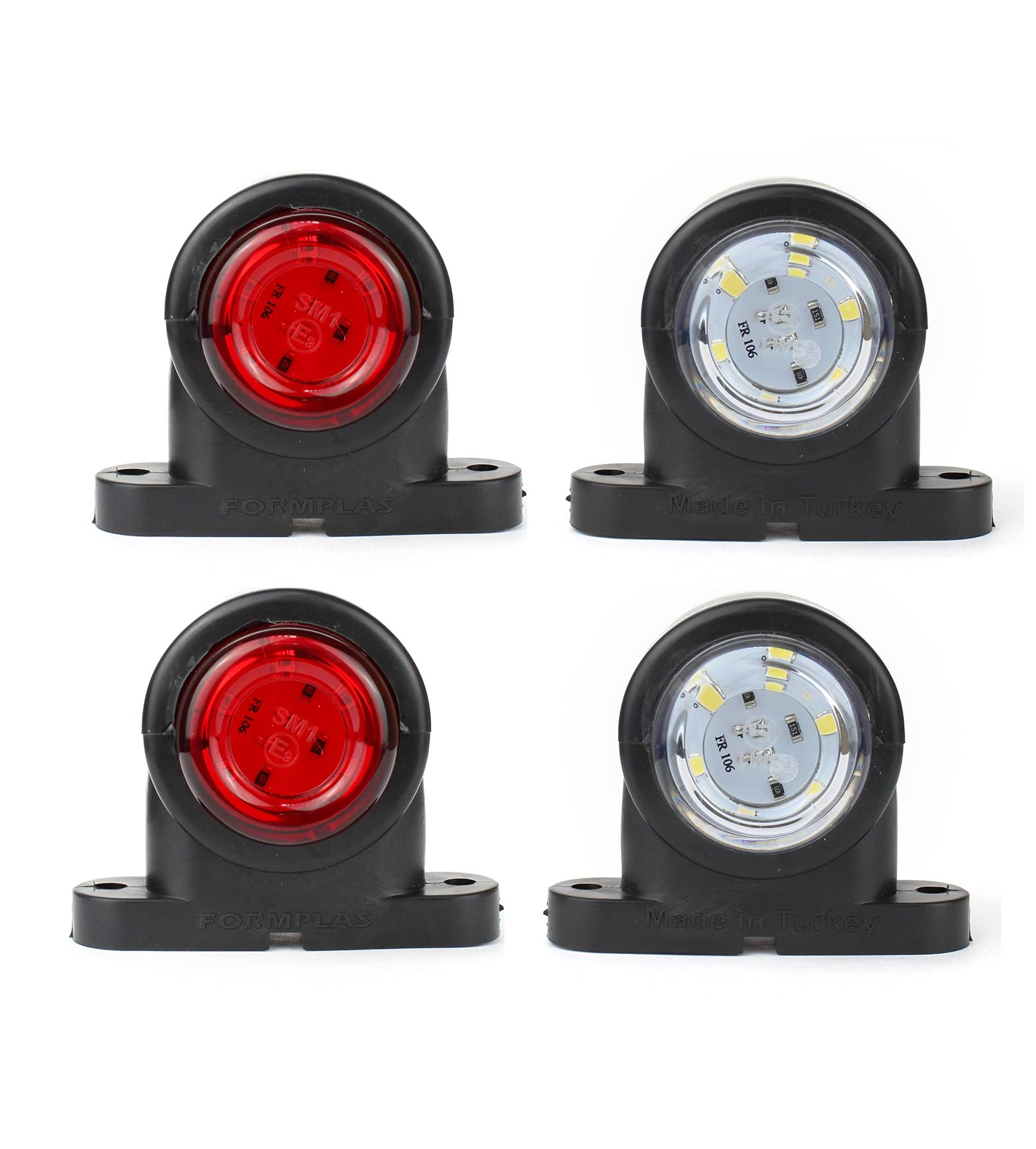 4x LED Begrenzungsleuchten 12v 24volt Positionsleuchten Anhänger LKW PKW Wohnwagen Wohnmobil Weiß Rot von Generic